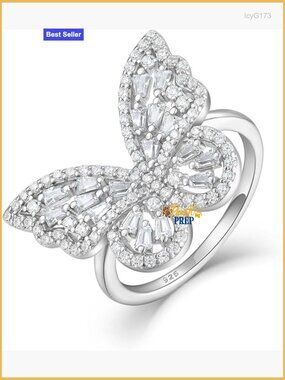 Sterling Silver Butterfly Statement Ring Size 5-10 Birthstone Gift